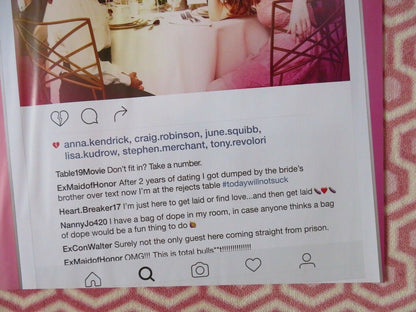 TABLE 19 BRITISH QUAD (30"x 40") ROLLED POSTER ANNA KENDRICK LISA KUDROW 2017 Rendezvous Cinema Movie posters