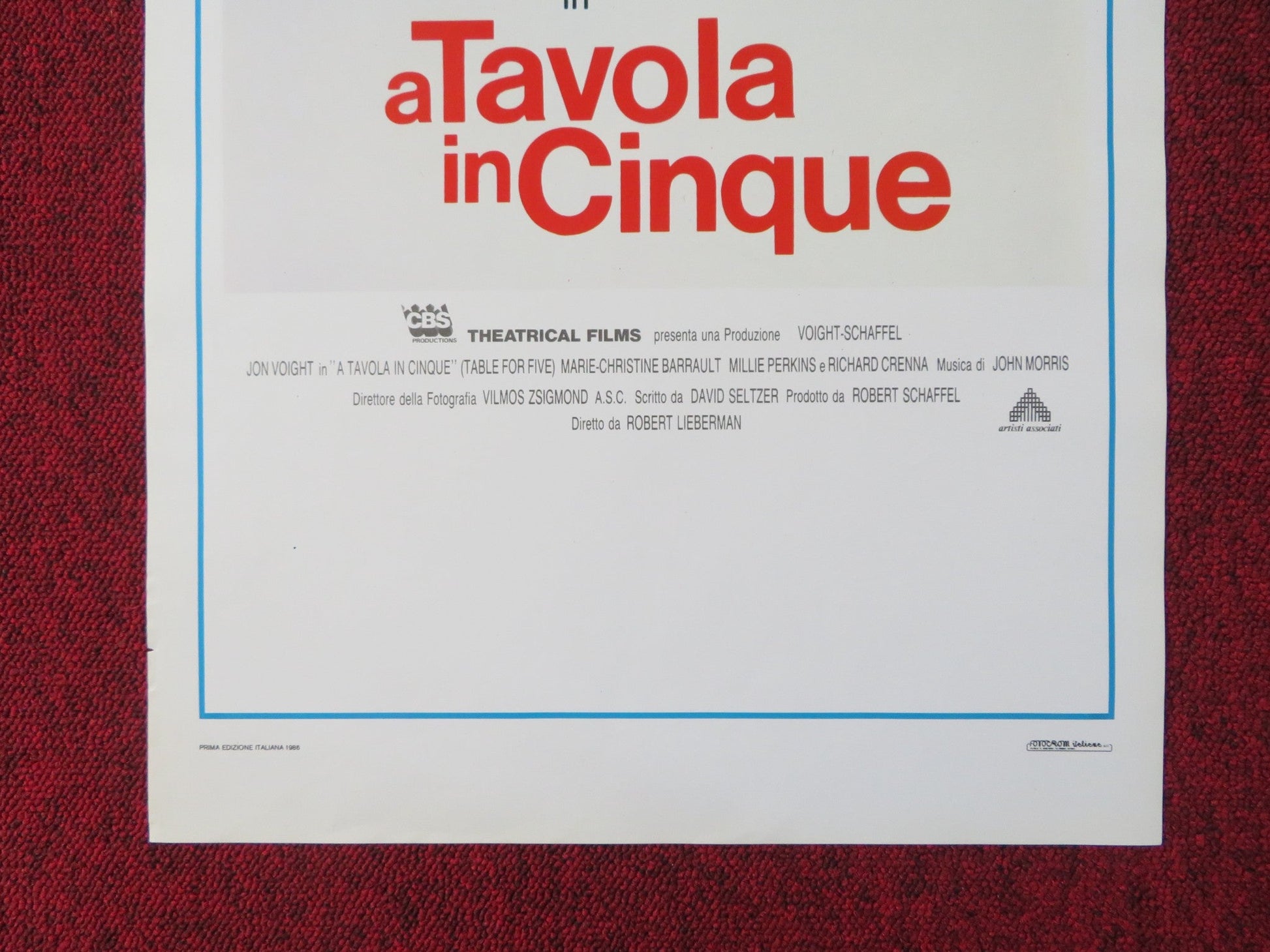 TABLE FOR FIVE ITALIAN LOCANDINA POSTER JON VOIGHT RICHARD CRENNA 1986 Rendezvous Cinema Movie posters