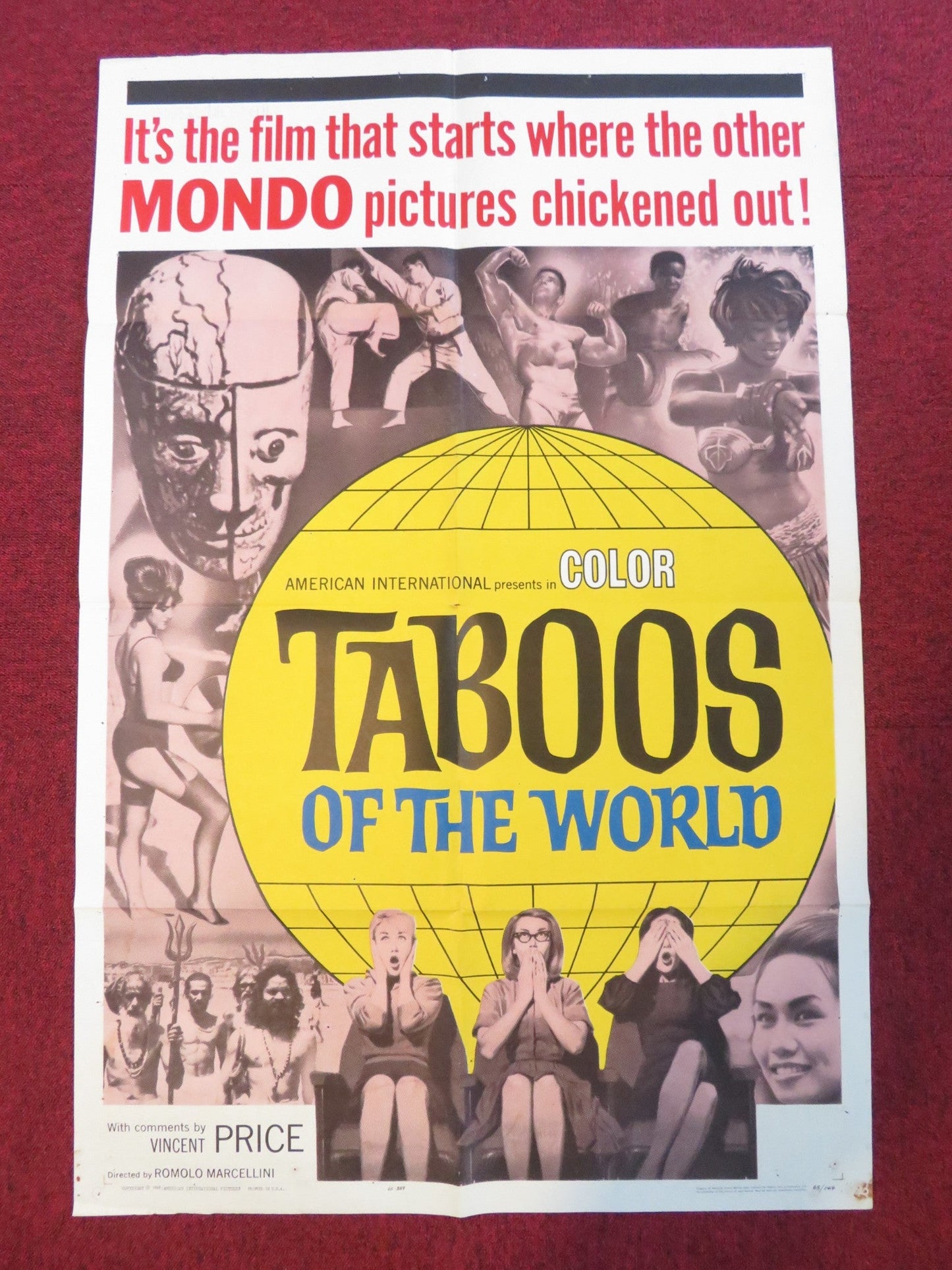TABOOS OF THE WORLD FOLDED US ONE SHEET POSTER VINCENT PRICE LAILA NOVAK 1965 Rendezvous Cinema Movie posters