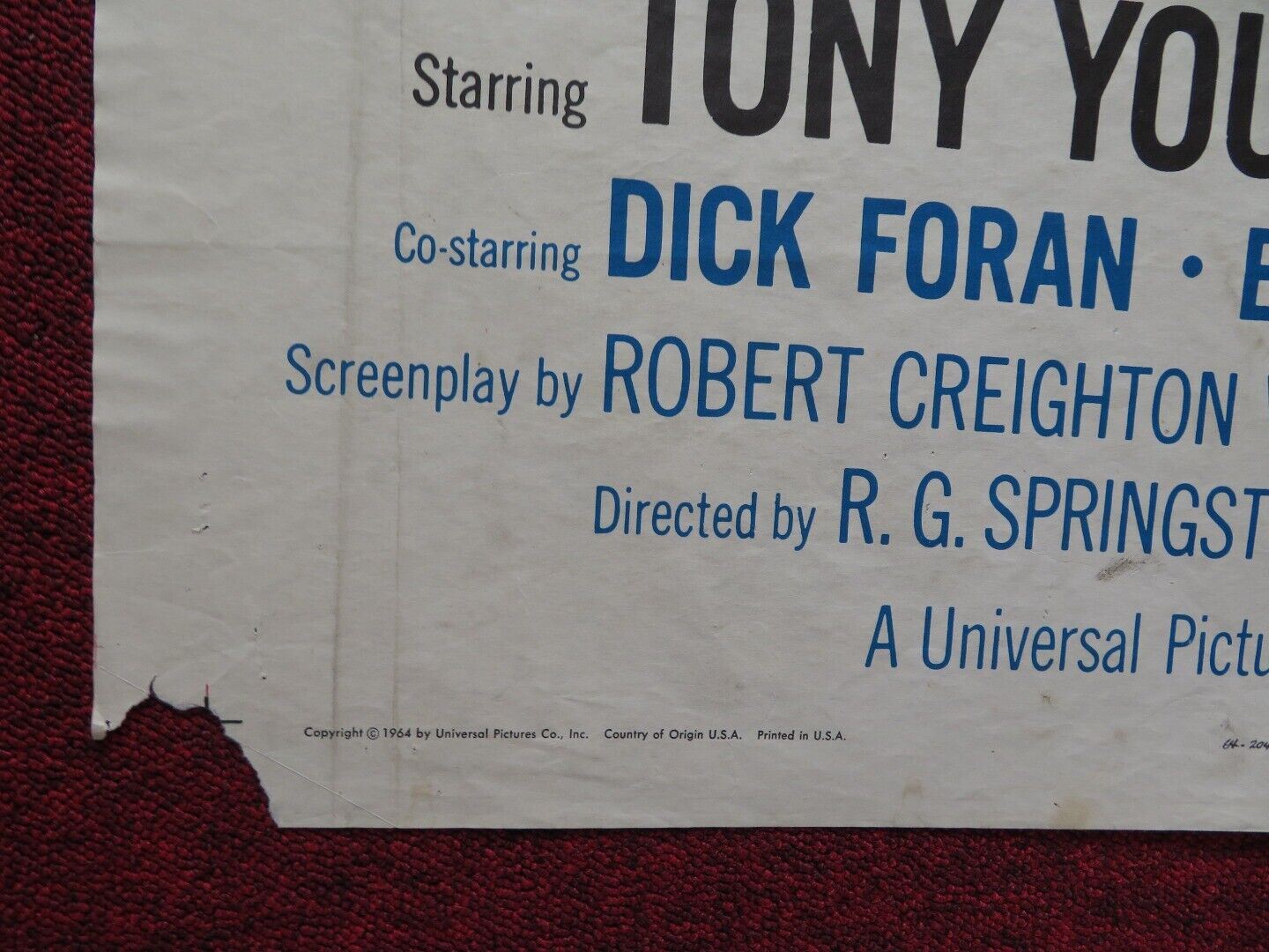 TAGGART FOLDED US ONE SHEET POSTER TONY YOUNG DAN DURYEA 1964 Movie posters