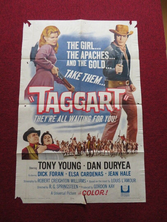 TAGGART FOLDED US ONE SHEET POSTER TONY YOUNG DAN DURYEA 1964 Movie posters