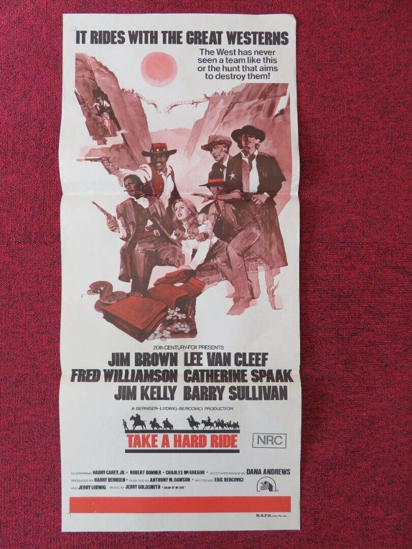 TAKE A HARD RIDE FOLDED AUSTRALIAN DAYBILL POSTER LEE VAN CLEEF JIM BROWN 1975 - Rendezvous Cinema