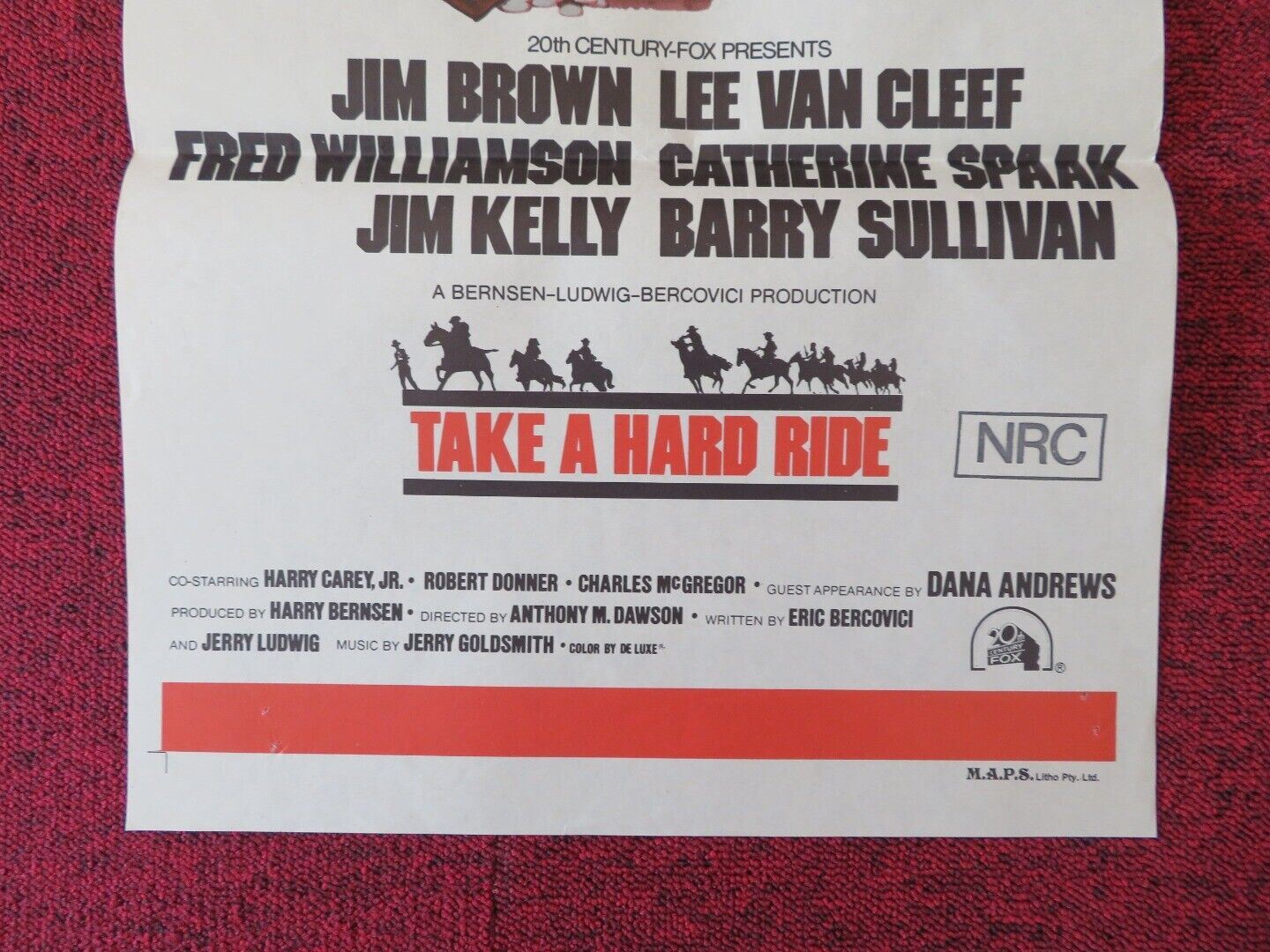 TAKE A HARD RIDE FOLDED AUSTRALIAN DAYBILL POSTER LEE VAN CLEEF JIM BROWN 1975 - Rendezvous Cinema