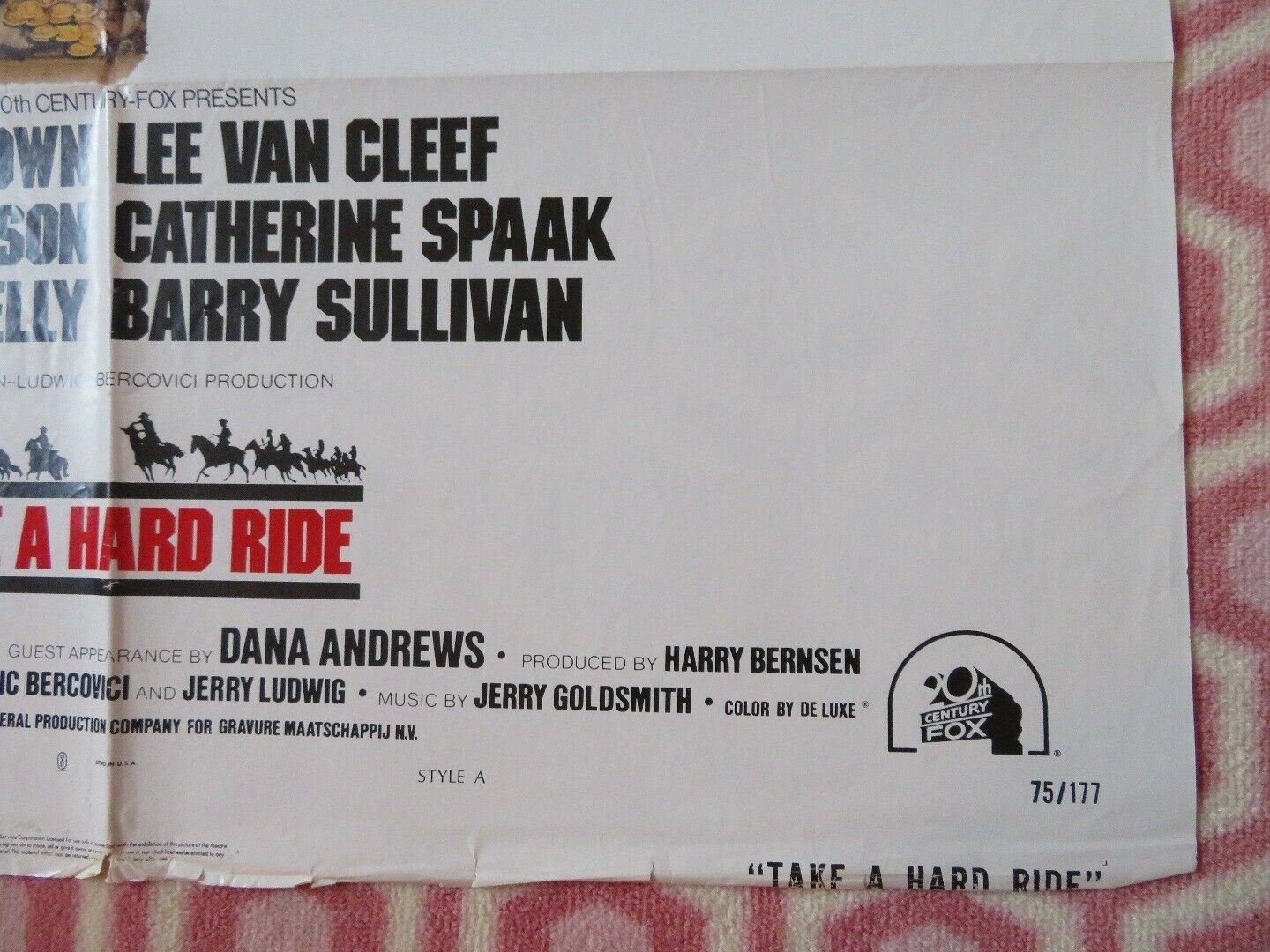 TAKE A HARD RIDE FOLDED US ONE SHEET POSTER JIM BROWN LEE VAN CLEEF 1975 Movie posters