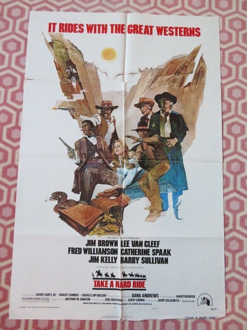 TAKE A HARD RIDE FOLDED US ONE SHEET POSTER JIM BROWN LEE VAN CLEEF 1975 Movie posters