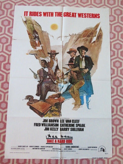 TAKE A HARD RIDE FOLDED US ONE SHEET POSTER JIM BROWN LEE VAN CLEEF 1975 Movie posters