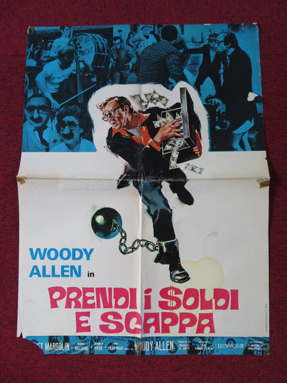 TAKE THE MONEY AND RUN ITALIAN FOGLIO POSTER WOODY ALLEN JANET MARGOLIN 1969 Rendezvous Cinema Movie posters