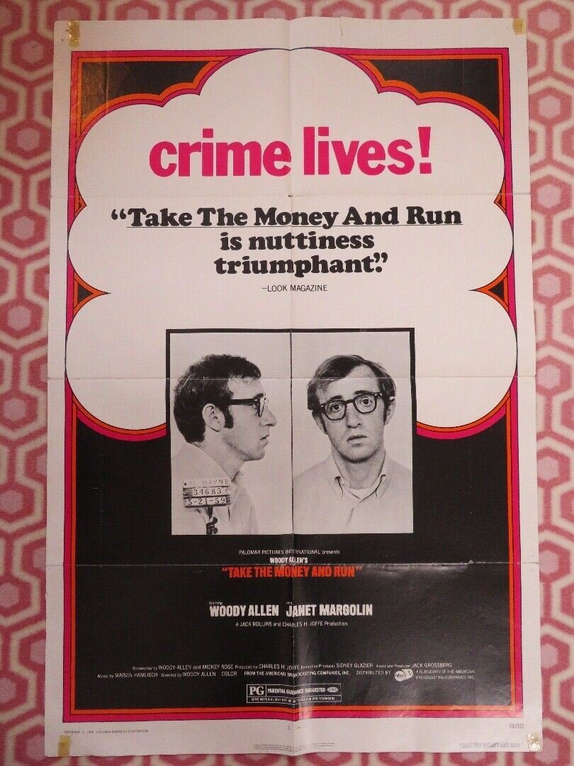 TAKE THE MONEY AND RUN US ONE SHEET POSTER WOODY ALLEN JANET MARGOLIN 1969 Movie posters