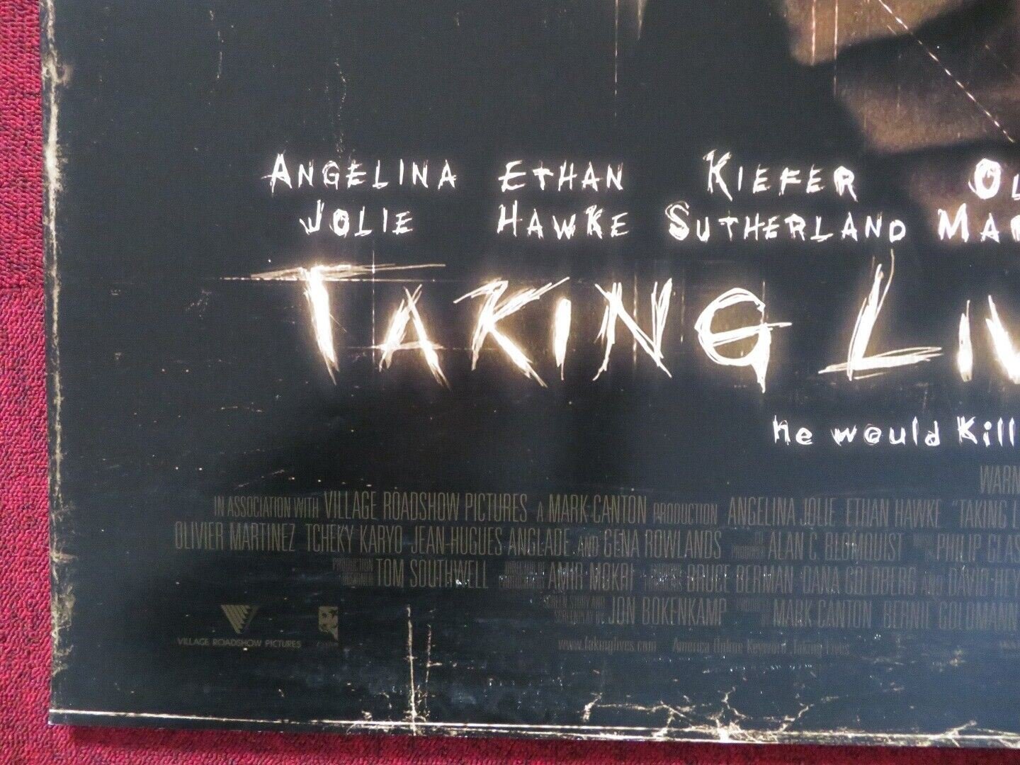 TAKING LIVES US ONE SHEET ROLLED POSTER ANGELINA JOLIE ETHAN HAWKE 2004 Movie posters