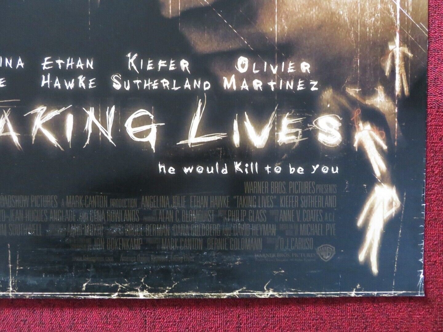 TAKING LIVES US ONE SHEET ROLLED POSTER ANGELINA JOLIE ETHAN HAWKE 2004 Movie posters