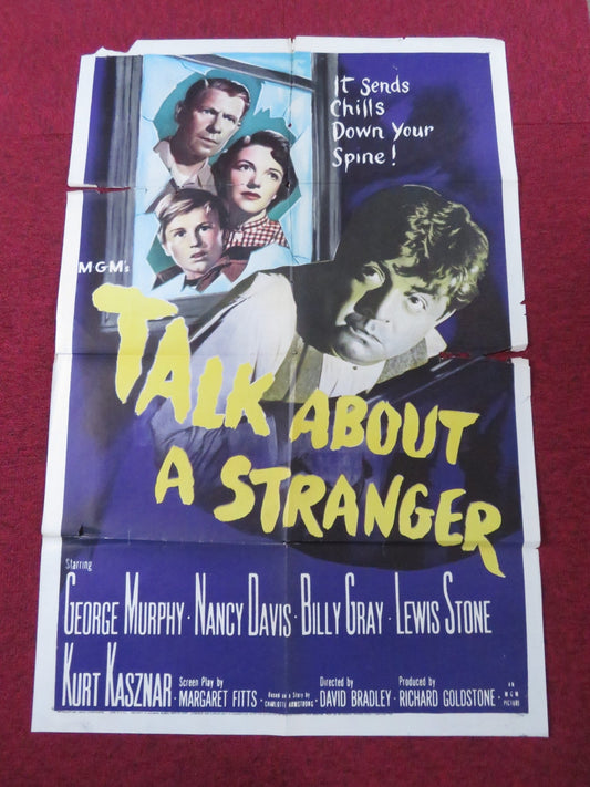 TALK ABOUT A STRANGER FOLDED US ONE SHEET POSTER GEORGE MURPHY NANCY REAGAN 1952 Rendezvous Cinema Movie posters