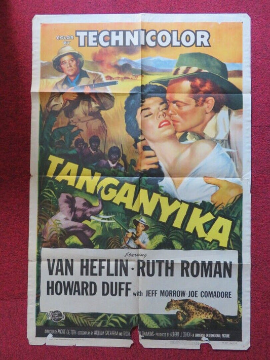 TANGANYIKA FOLDED US ONE SHEET POSTER VAN HEFLIN RUTH ROMAN 1954 Movie posters