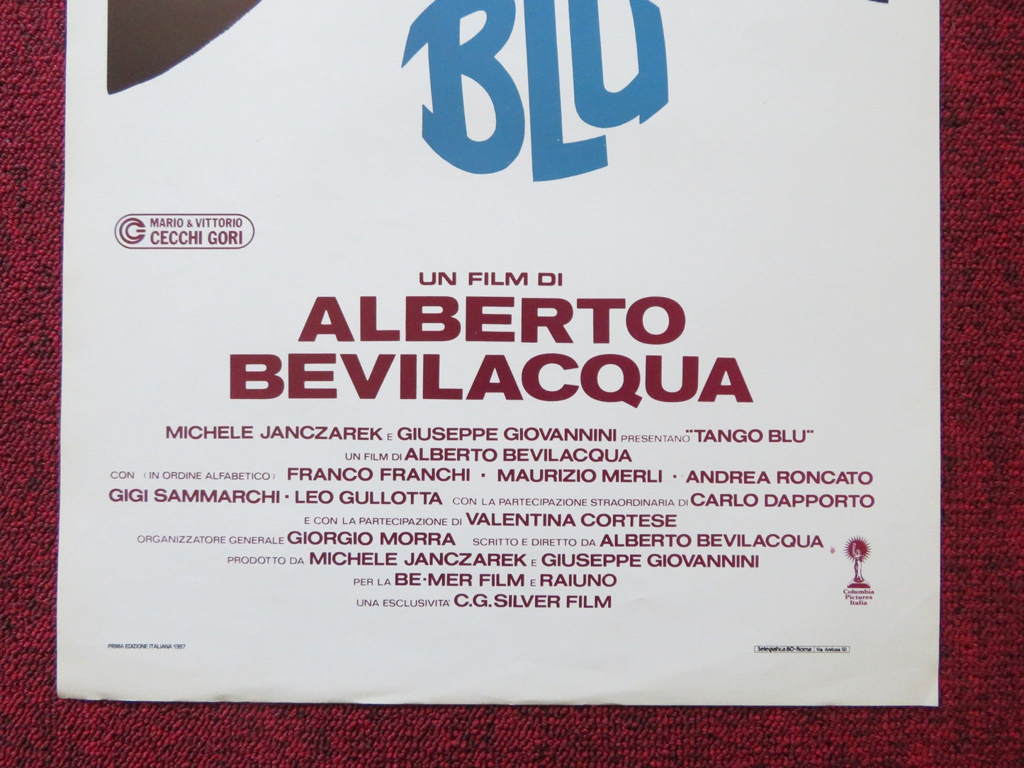 TANGO BLU ITALIAN LOCANDINA POSTER FRANCO FRANCHI MAURIZIO MERLI 1987 Rendezvous Cinema Movie posters