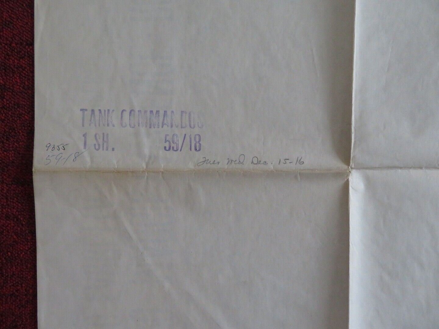 TANK COMMANDOS FOLDED US ONE SHEET POSTER WALLY CAMPO MAGGIE LAWRENCE 1959 Movie posters