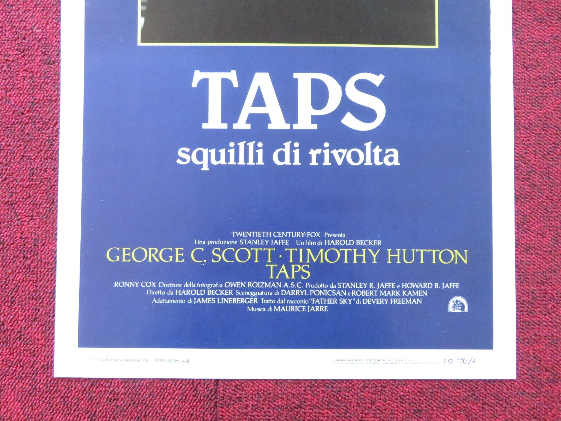 TAPS ITALIAN LOCANDINA POSTER GEORGE C. SCOTT TIMOTHY HUTTON 1981 Rendezvous Cinema Movie posters