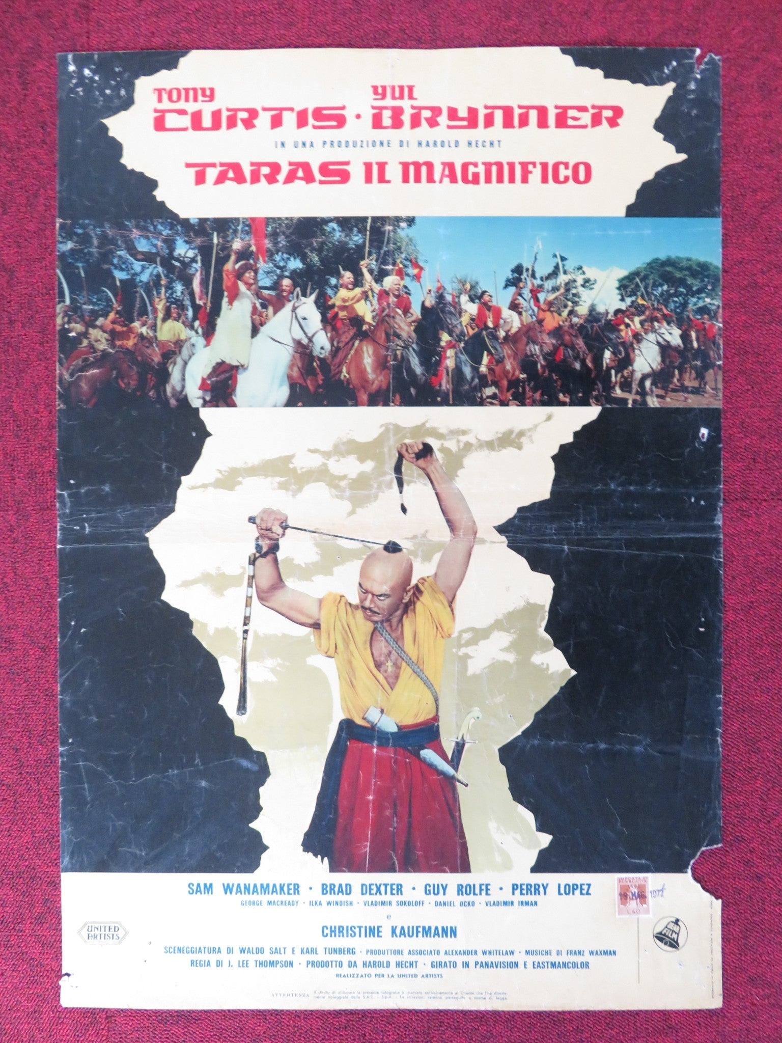 TARAS BULBA - C ITALIAN FOTOBUSTA POSTER TONY CURTIS YUL BRYNNER 1962 Rendezvous Cinema Movie posters