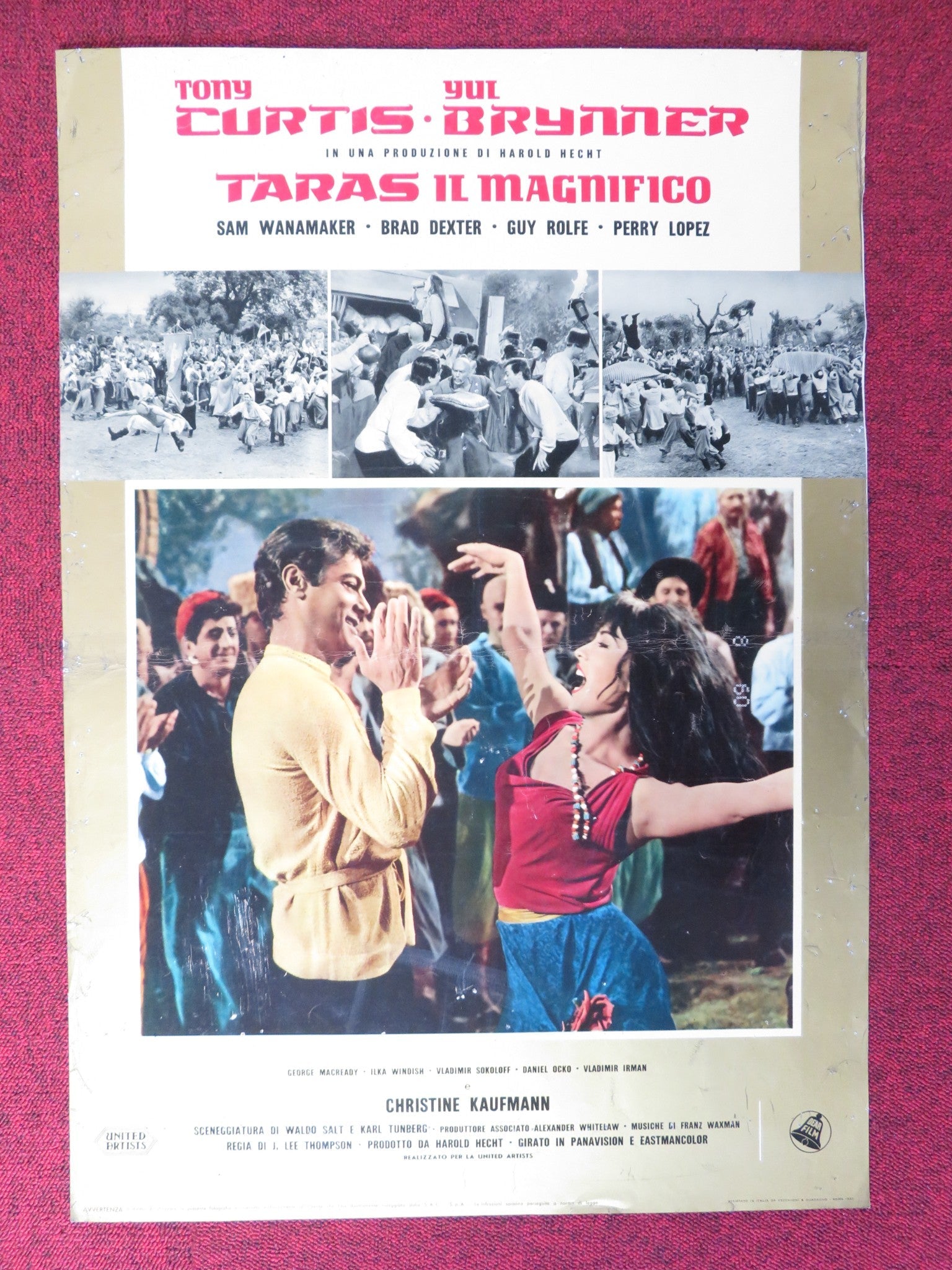 TARAS BULBA - E ITALIAN FOTOBUSTA POSTER TONY CURTIS YUL BRYNNER 1962 Rendezvous Cinema Movie posters