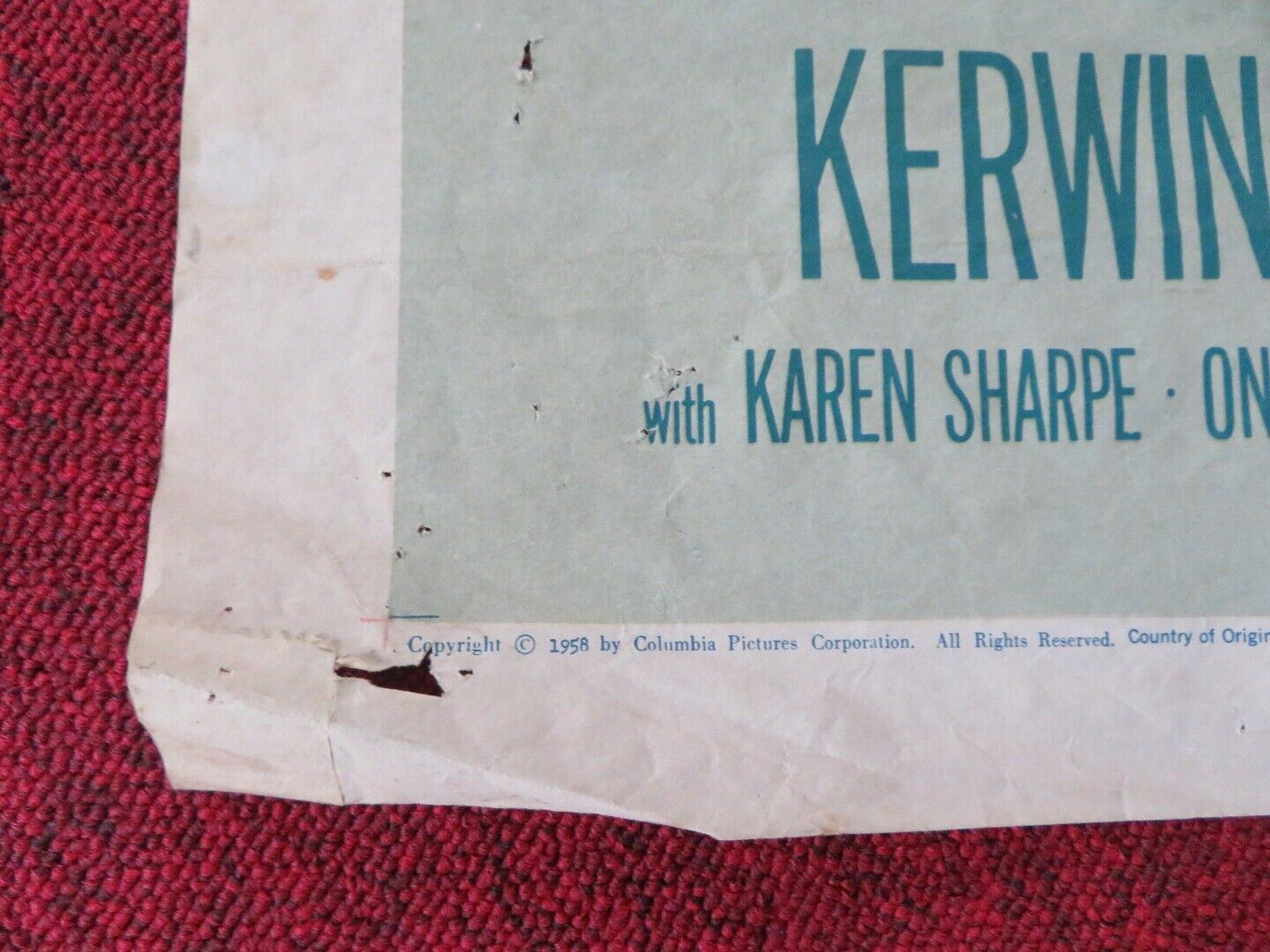 TARAWA BEACHHEAD FOLDED US ONE SHEET POSTER KERWIN MATHEWS JULIA ADAMS 1958 Movie posters