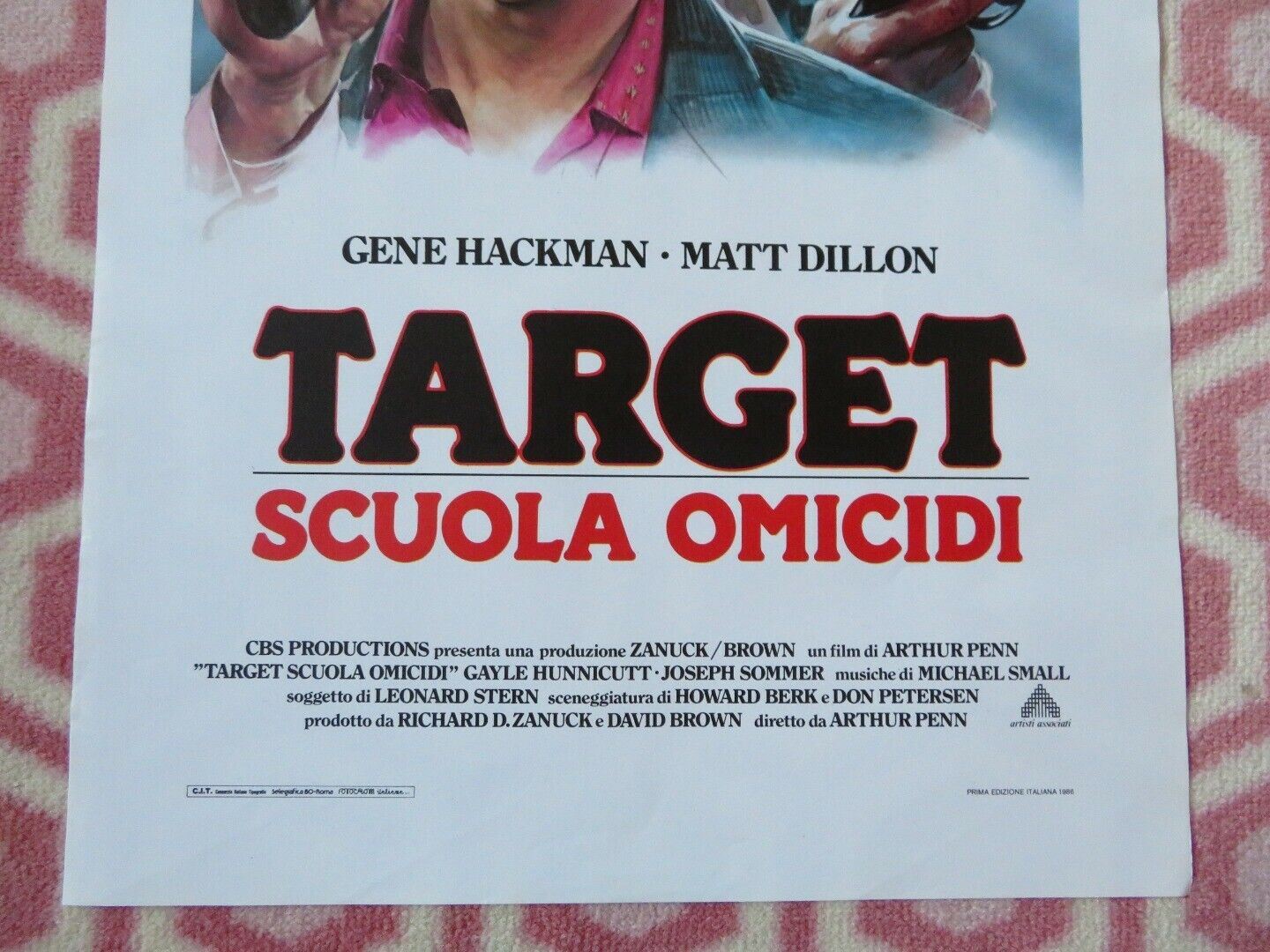TARGET ITALIAN LOCANDINA (27.5"x13") POSTER GENE HACKMAN MATT DILLION 1985 Movie posters