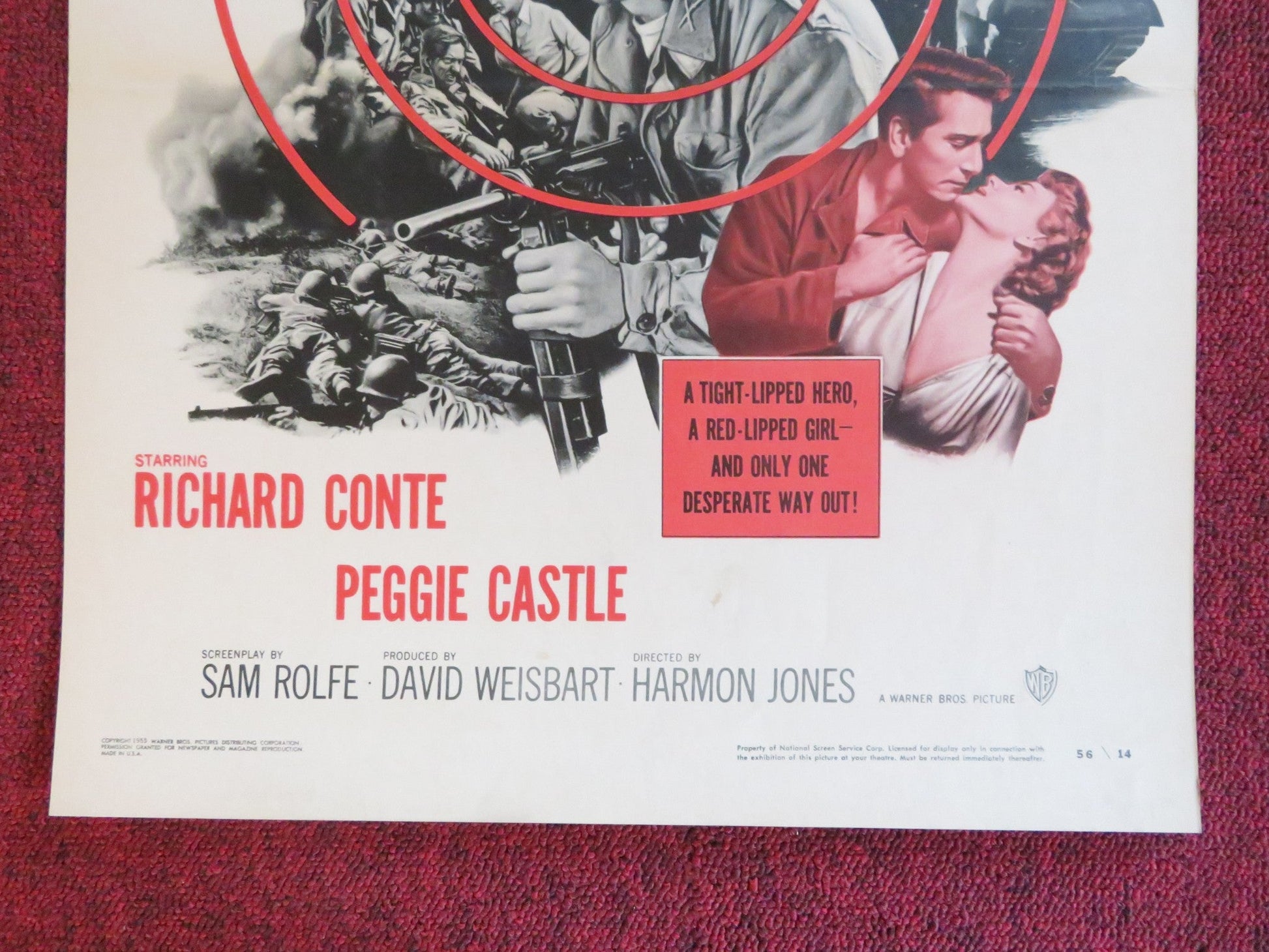 TARGET ZERO US INSERT (14"x 36") POSTER RICHARD CONTE PEGGIE CASTLE 1956 Rendezvous Cinema Movie posters