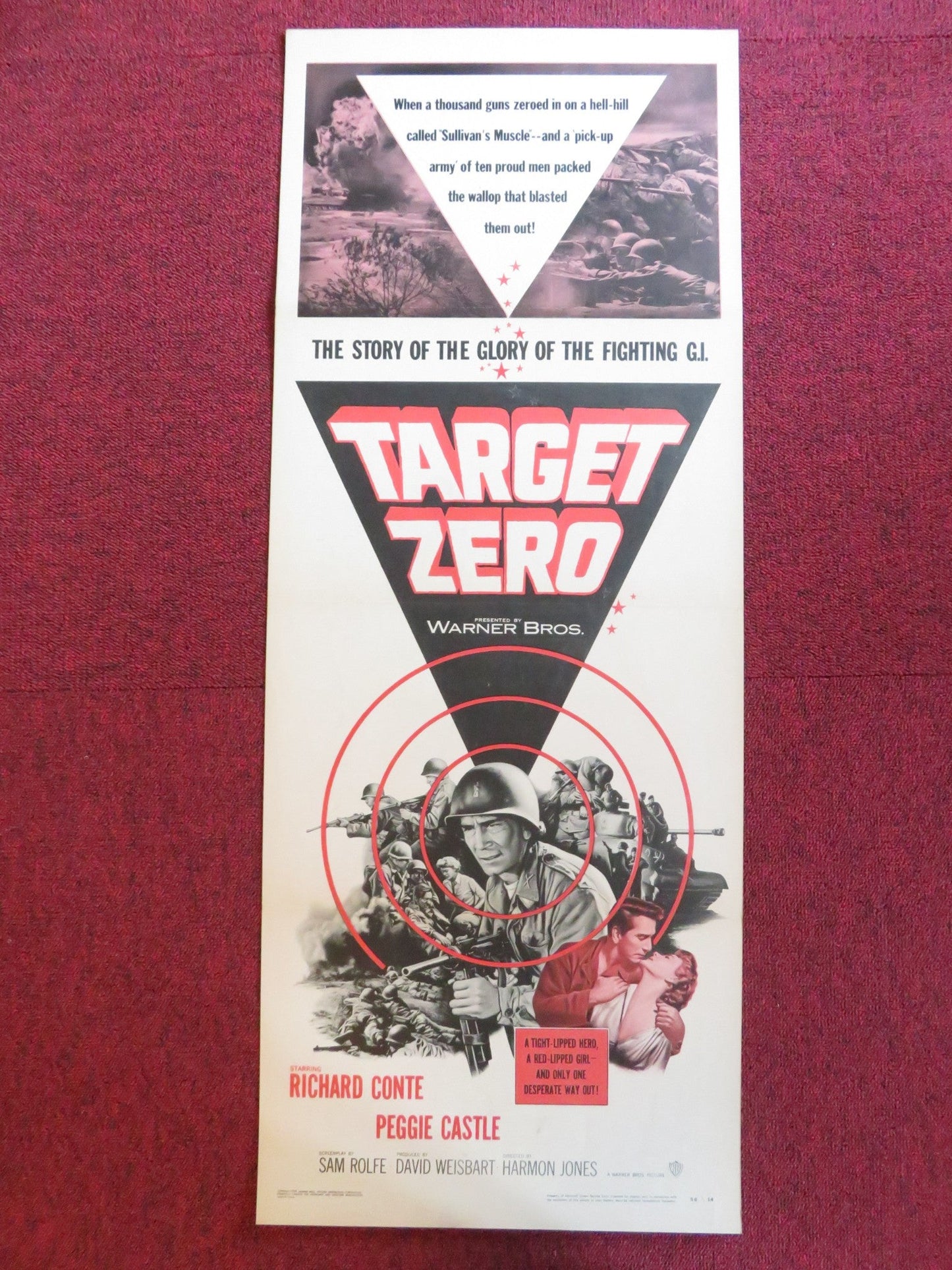 TARGET ZERO US INSERT (14"x 36") POSTER RICHARD CONTE PEGGIE CASTLE 1956 Rendezvous Cinema Movie posters
