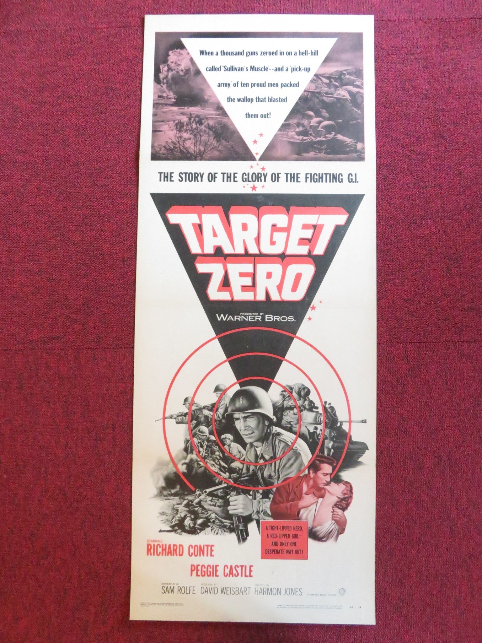 TARGET ZERO US INSERT (14"x 36") POSTER RICHARD CONTE PEGGIE CASTLE 1956 Rendezvous Cinema Movie posters