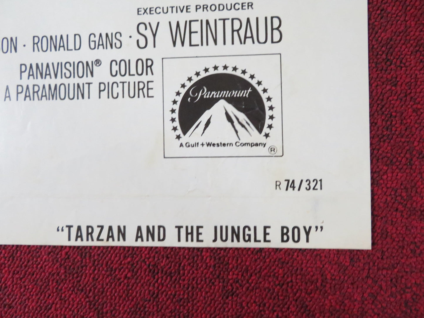 TARZAN AND THE JUNGLE BOY FOLDED US ONE SHEET POSTER MIKE HENRY R. JOHNSON 1974 Rendezvous Cinema Movie posters