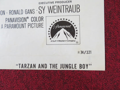 TARZAN AND THE JUNGLE BOY FOLDED US ONE SHEET POSTER MIKE HENRY R. JOHNSON 1974 Rendezvous Cinema Movie posters