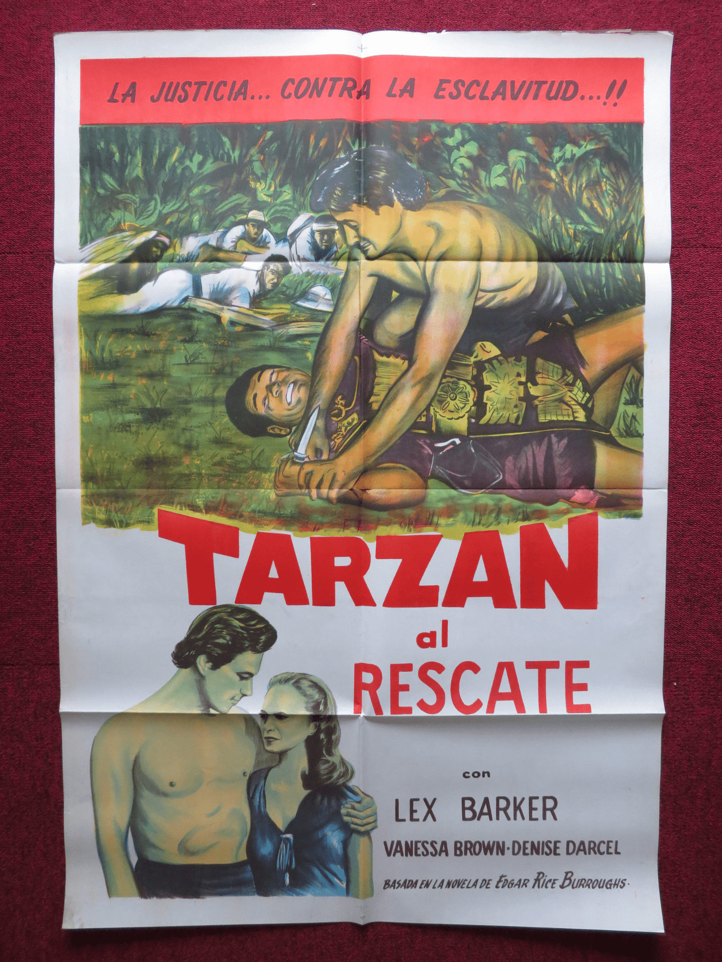 TARZAN AND THE SLAVE GIRL FOLDED ARGENTINA ONE SHEET POSTER LEX BARKER 1950 Rendezvous Cinema Movie posters