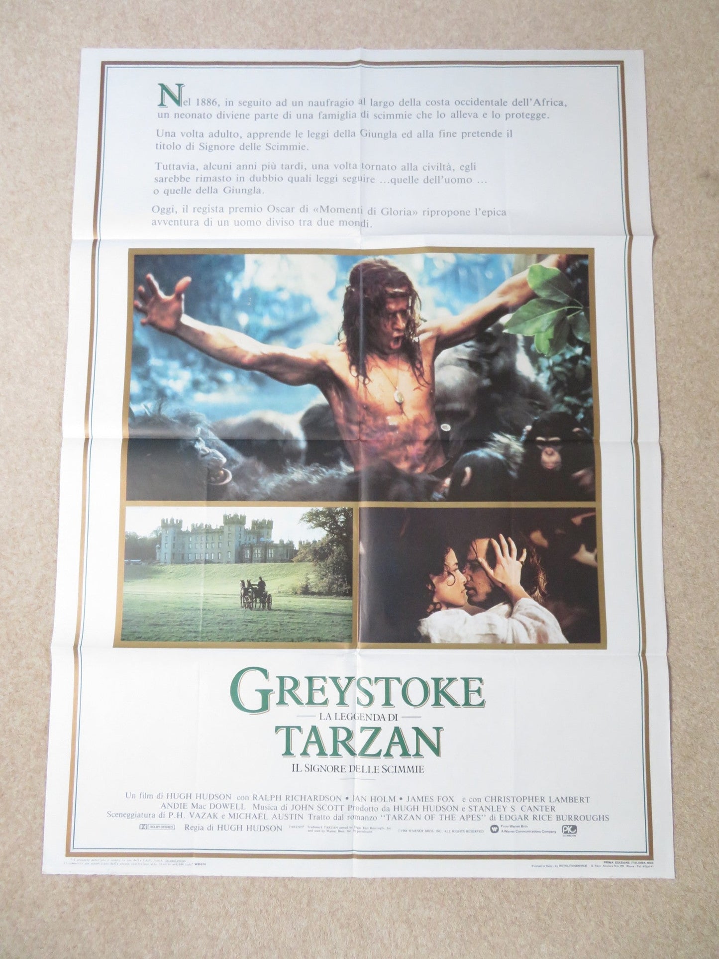 TARZAN OF THE APES ITALIAN 2 FOGLIO POSTER CHRISTOPHER LAMBERT JAMES FOX 1984 Rendezvous Cinema Movie posters