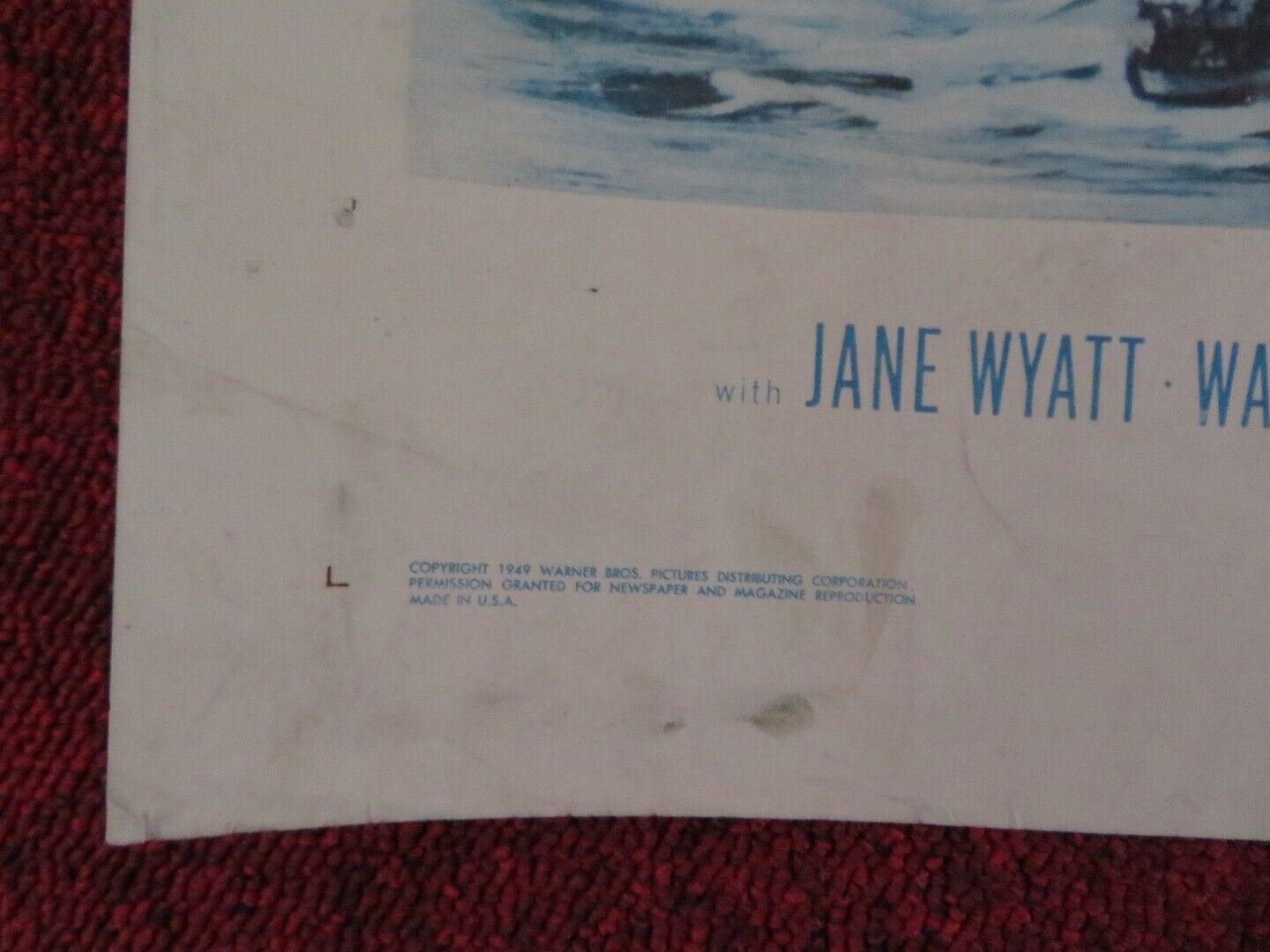 TASK FORCE US HALF SHEET (22"x 28") POSTER GARY COOPER JANE WYATT 1949 Movie posters