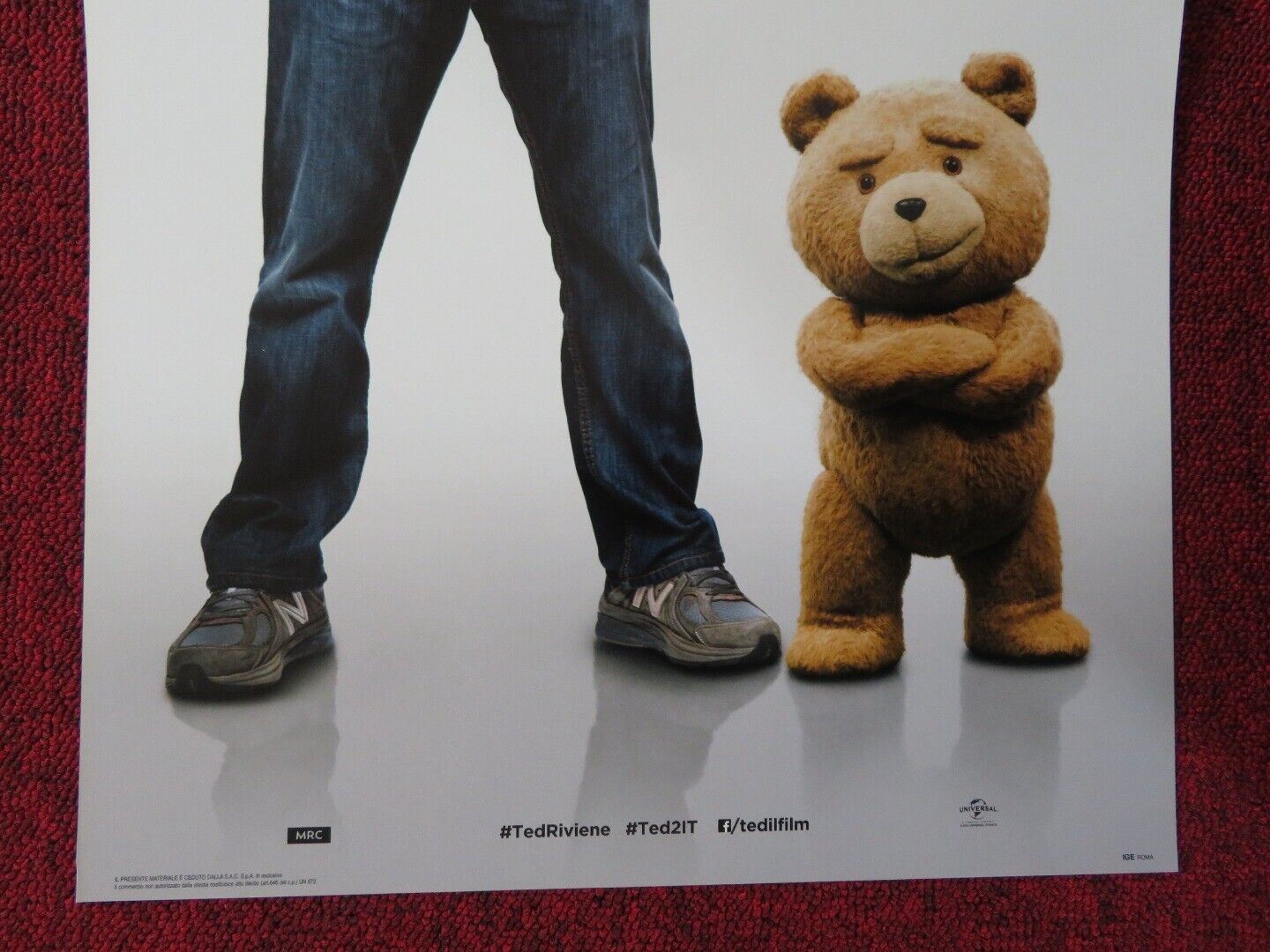 TED 2 ITALIAN LOCANDINA (26.5"x12.5") POSTER MARK WAHLBERG SETH MACFARLANE 2015 Movie posters