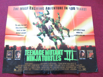 TEENAGE MUTANT NINJA TURTLES III UK QUAD POSTER FOLDED ELIAS KOTEAS 1992 Rendezvous Cinema Movie posters