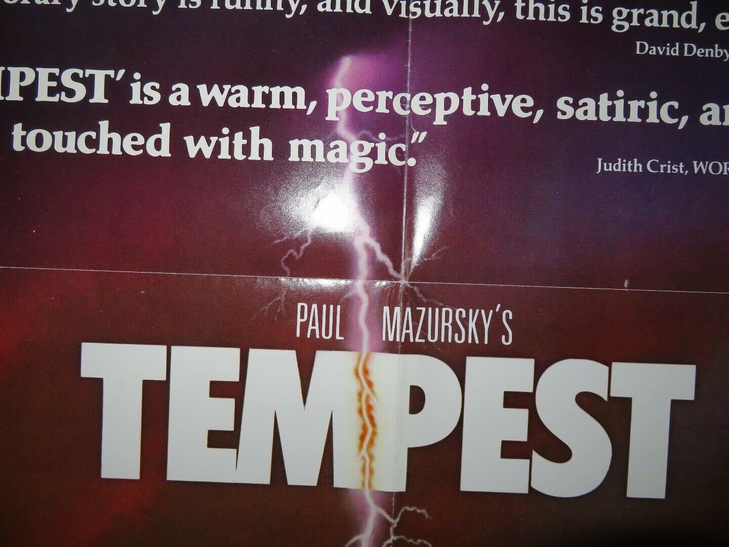 TEMPEST US ONE SHEET POSTER JOHN CASSAVETES GENA ROWLANDS 1982 Movie posters