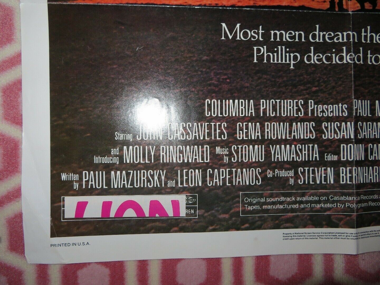 TEMPEST US ONE SHEET POSTER JOHN CASSAVETES GENA ROWLANDS 1982 Movie posters