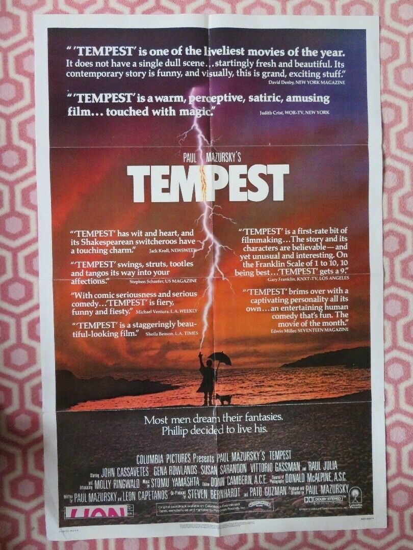 TEMPEST US ONE SHEET POSTER JOHN CASSAVETES GENA ROWLANDS 1982 Movie posters