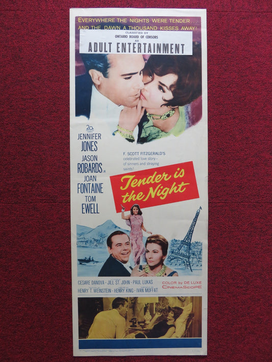 TENDER IS NIGHT US INSERT (14"x 36") POSTER JENNIFER JONES J. ROBARDS, JR. 1961 Rendezvous Cinema Movie posters