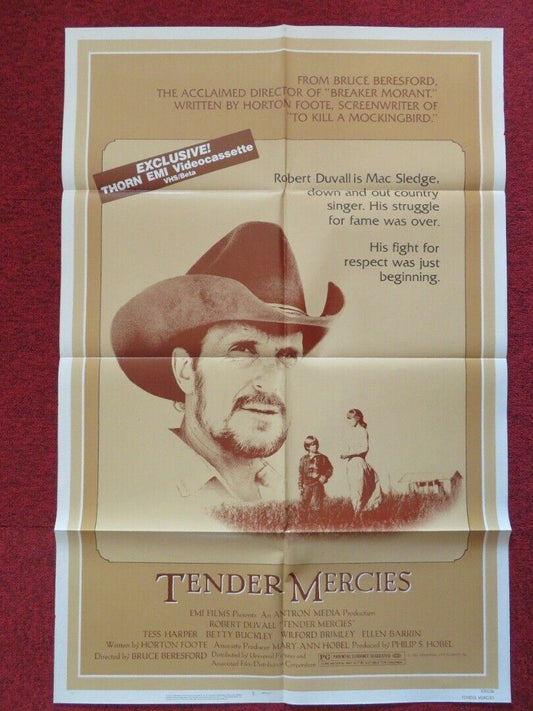 TENDER MERCIES FOLDED US ONE SHEET POSTER ROBERT DUVALL TESS HARPER 1983 Movie posters