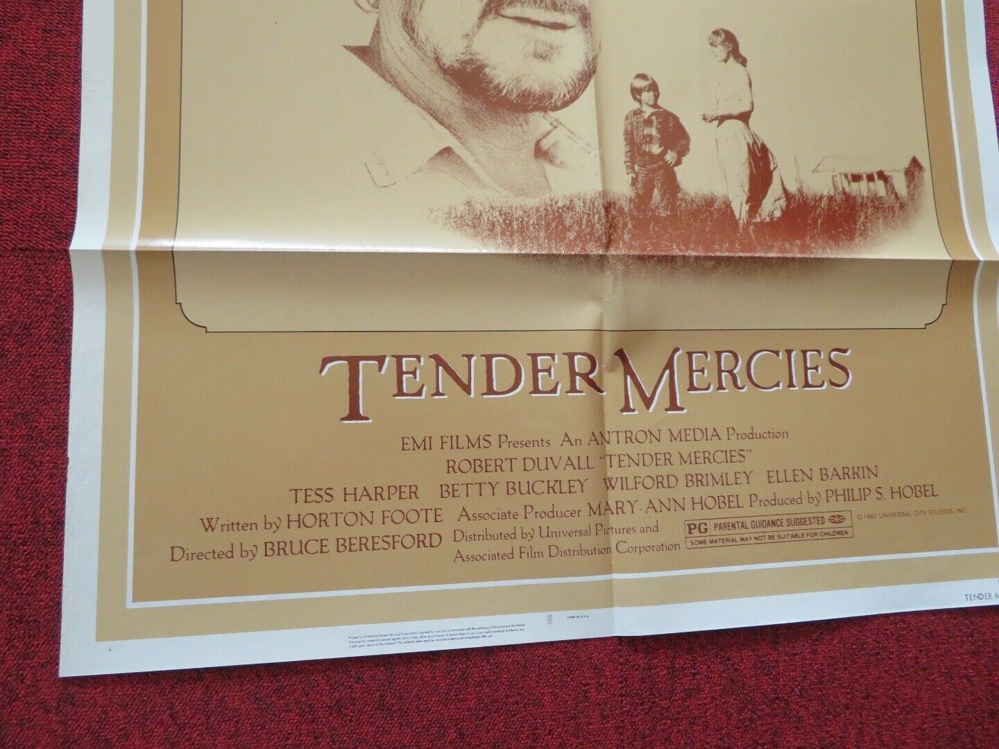 TENDER MERCIES FOLDED US ONE SHEET POSTER ROBERT DUVALL TESS HARPER 1983 Movie posters