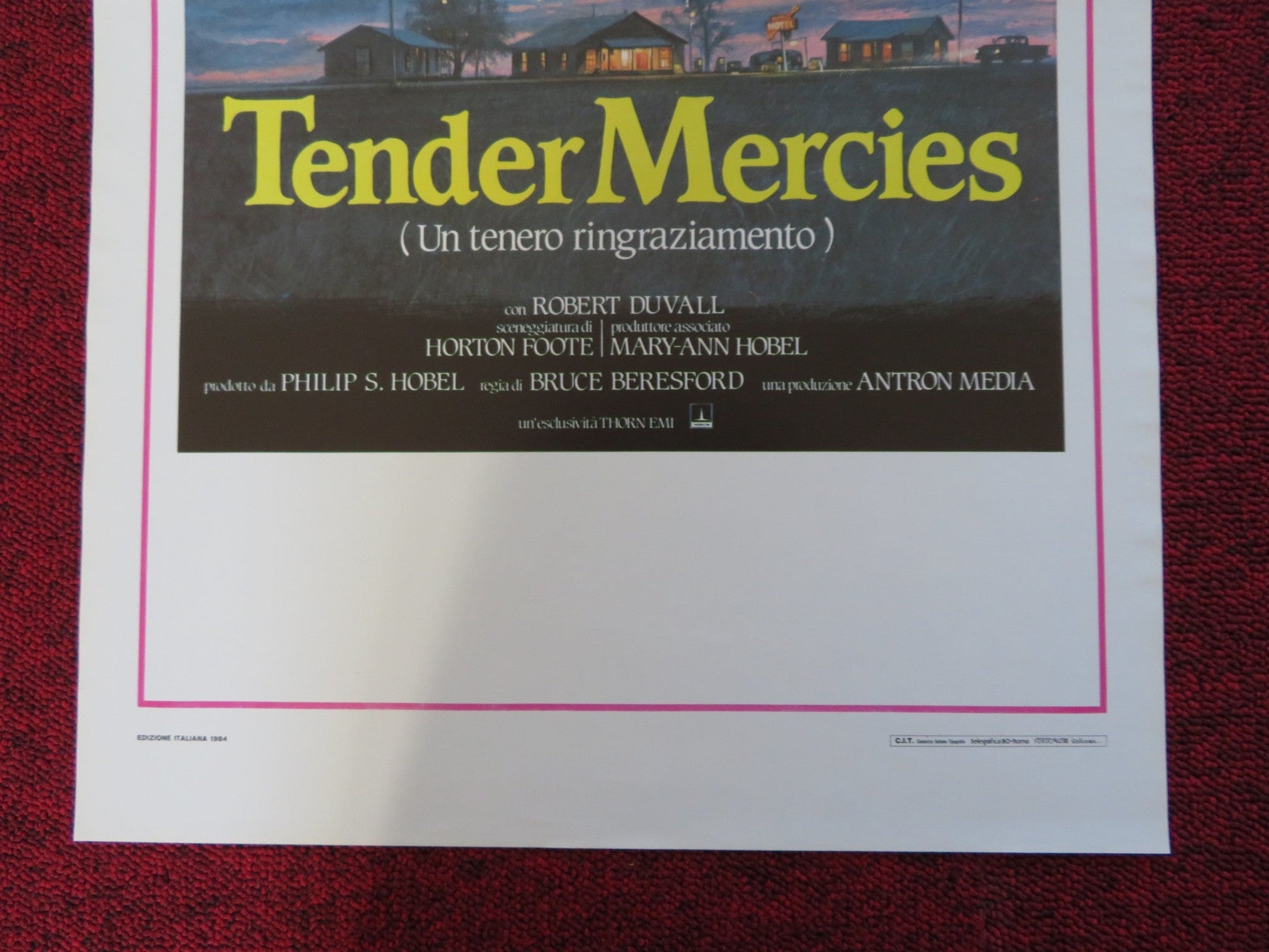 TENDER MERCIES ITALIAN LOCANDINA POSTER ROBERT DUVALL HORTON FOOTE 1984 Rendezvous Cinema Movie posters