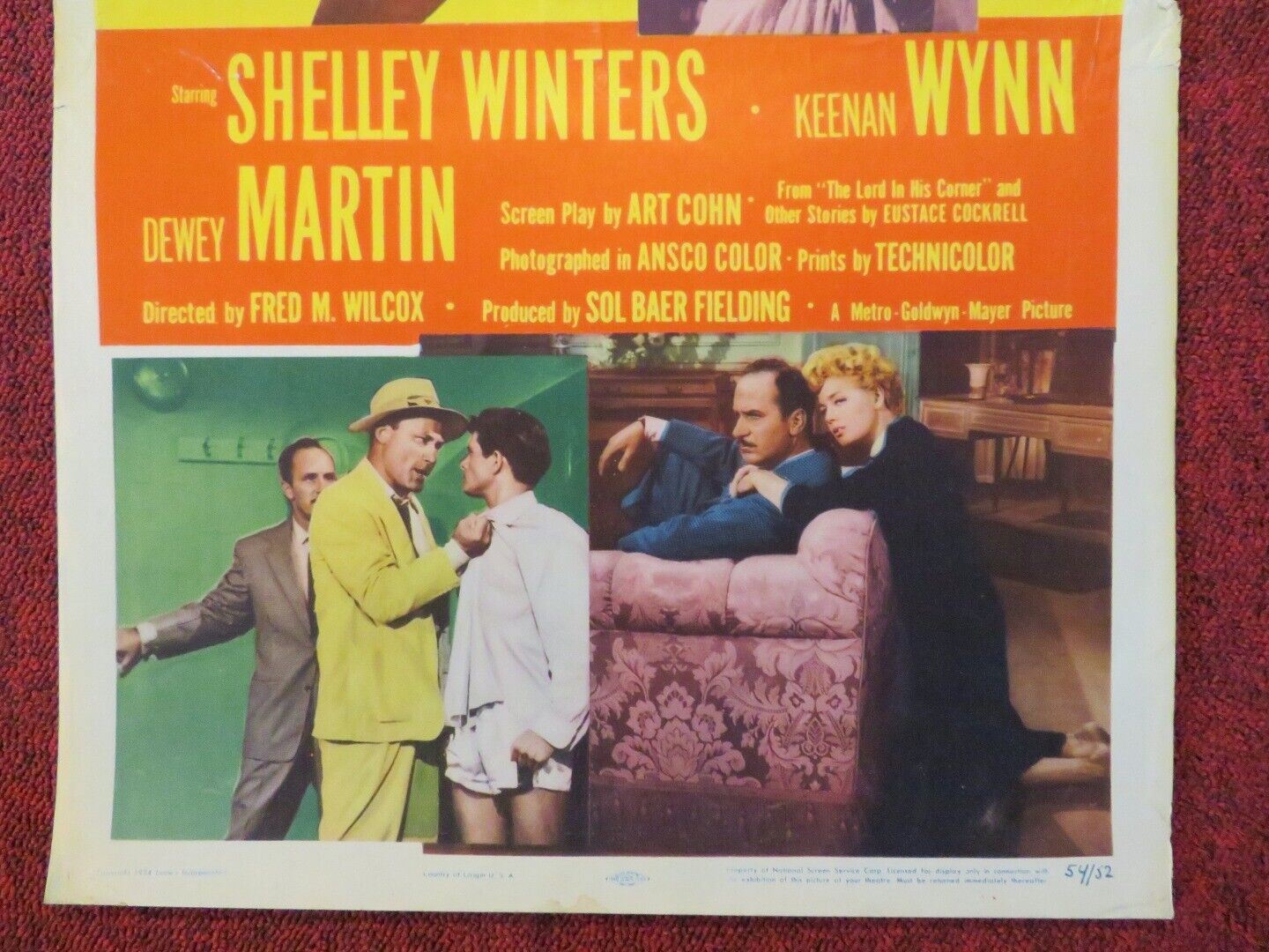 TENNESSEE CHAMP US INSERT (14"x 36") POSTER SHELLEY WINTERS KEENAN WYNN 1954 Movie posters