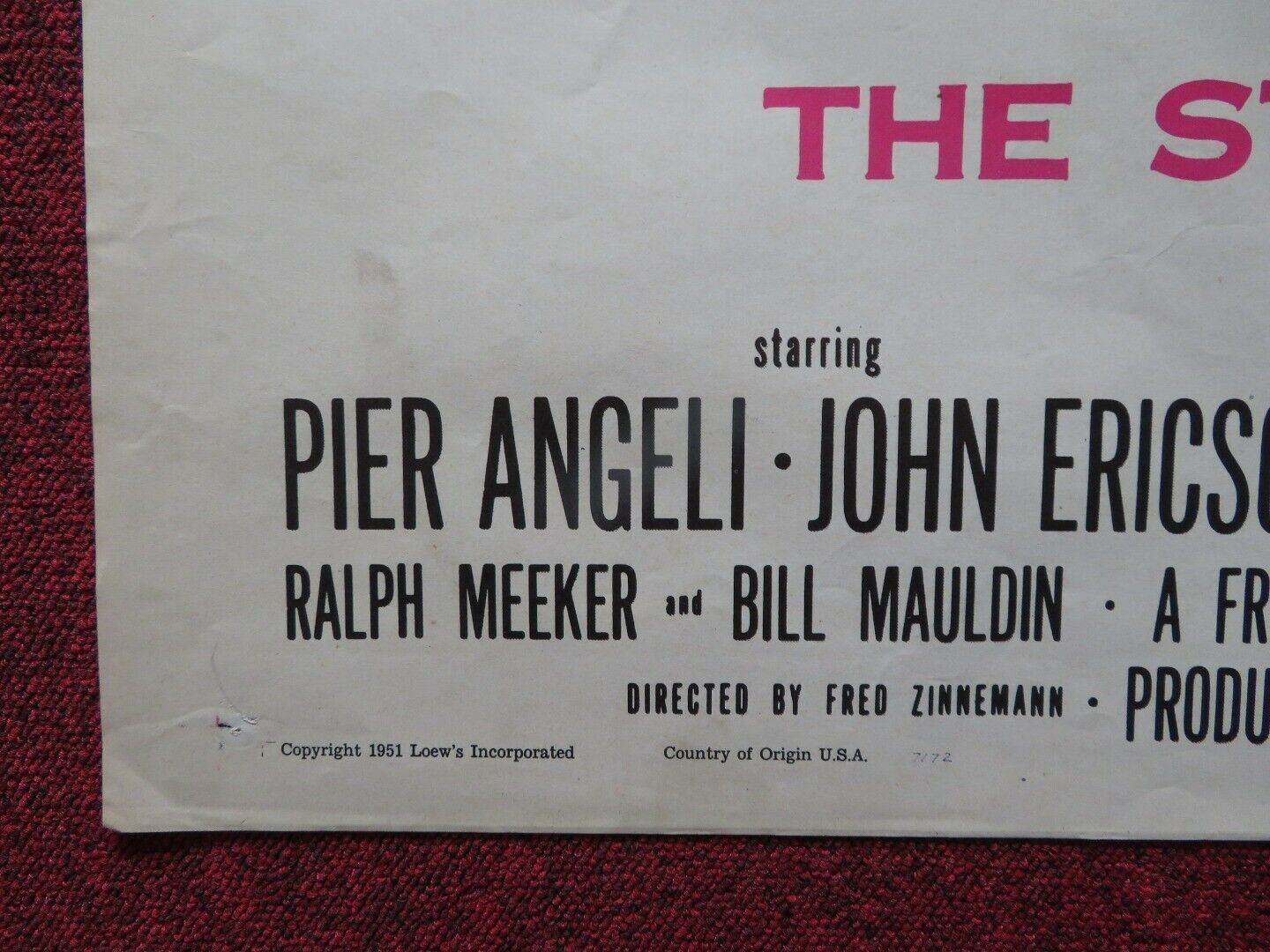 TERASA USA ONE SHEET FOLDED POSTER JOHN ERICSON PIER ANGELI 1951 Movie posters