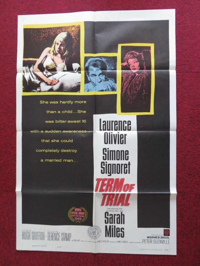 TERM OF TRIAL FOLDED US ONE SHEET POSTER LAURENCE OLIVIER SARAH MILES 1962 - Rendezvous Cinema
