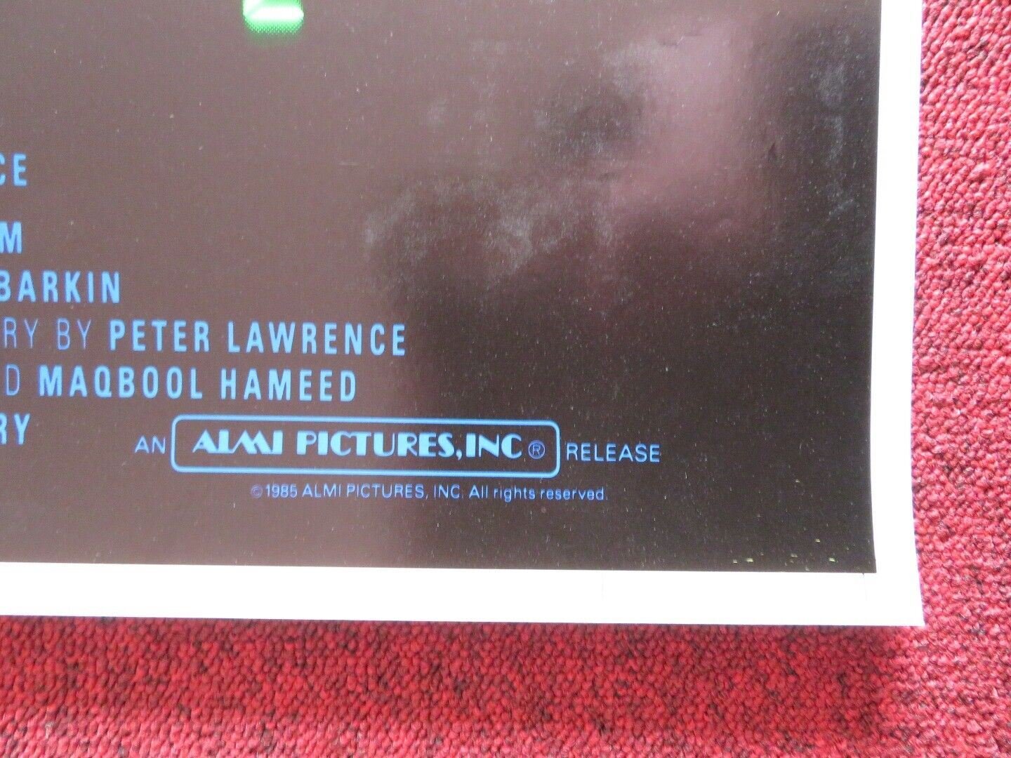 TERMINAL CHOICE US ONE SHEET ROLLED POSTER JOE SPANO 1985 Movie posters