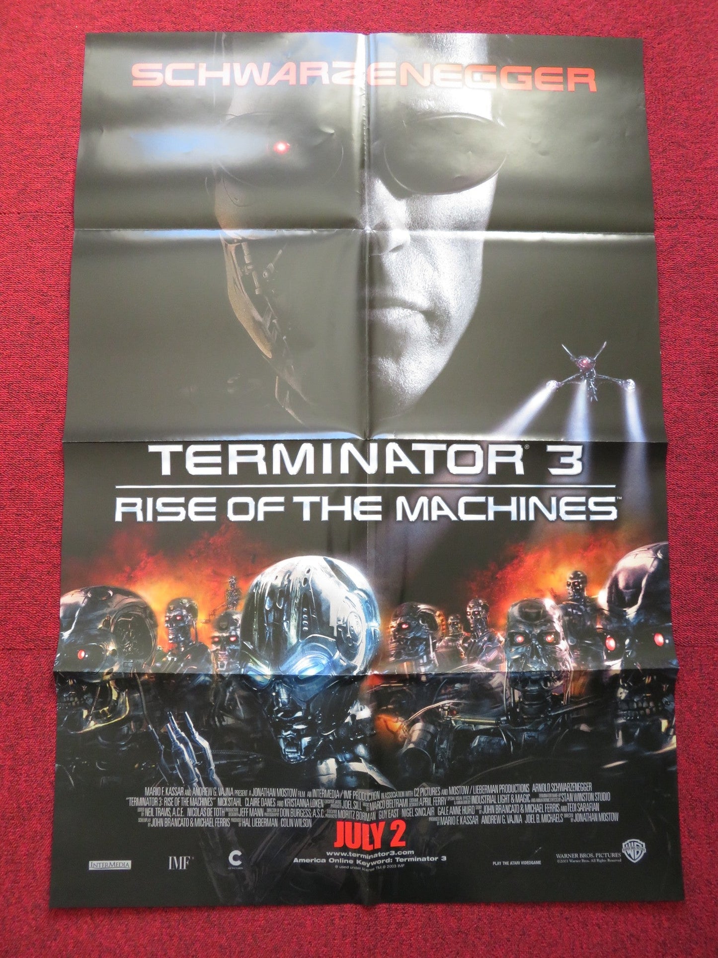 TERMINATOR 3:RISE OF THE MACHINES FOLDED US ONE SHEET POSTER SCHWARZENEGGER 2003 Rendezvous Cinema Movie posters