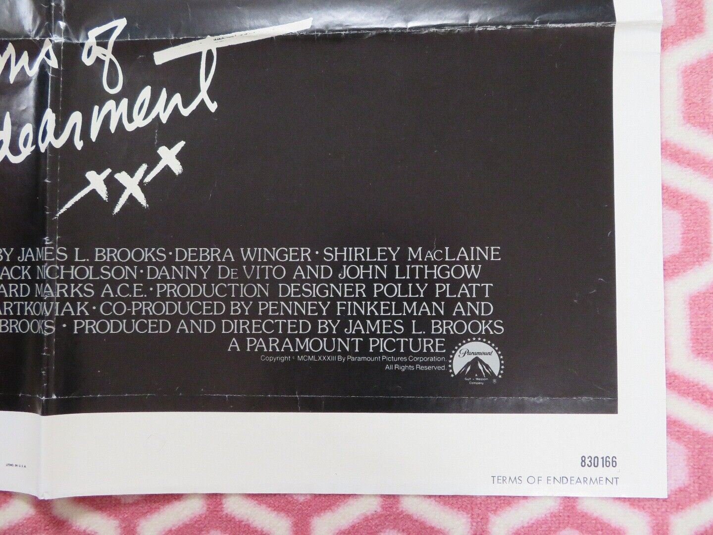 TERMS OF ENDEARMENT US ONE SHEET POSTER JACK NICHOLSON 1983 Rendezvous Cinema Movie posters