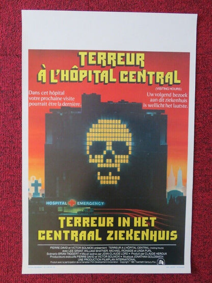 TERREUR A L'HOPITAL CENTRAL / VISITING HOURS BELGIUM (21"x14") POSTER 1982 Movie posters