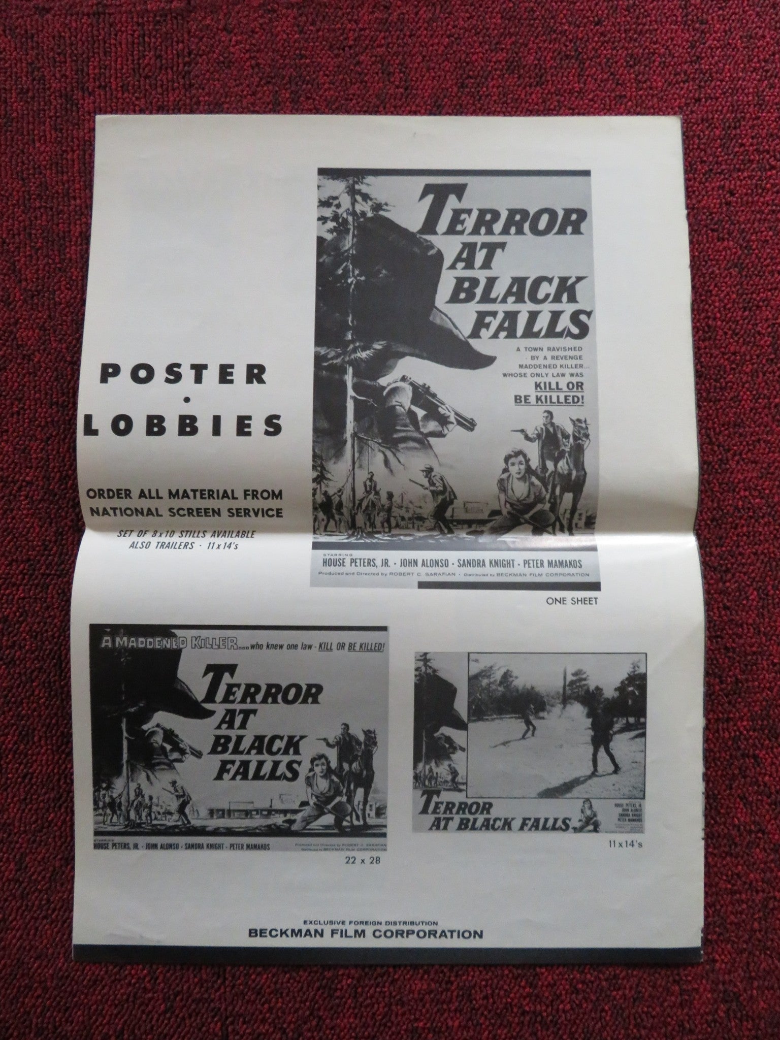 TERROR AT BLACK FALLS US UNCUT PRESSBOOK HOUSE PETER JR. JOHN ALONSO 1962 Rendezvous Cinema Movie posters
