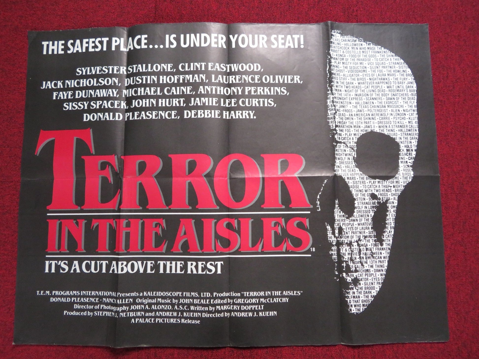 TERROR IN THE AISLES UK QUAD POSTER FOLDED DONALD PLEASENCE NANCY ALLEN 1984 Rendezvous Cinema Movie posters