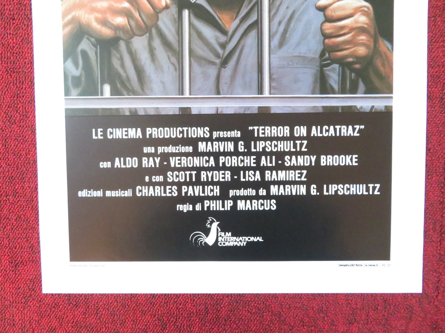 TERROR ON ALCATRAZ ITALIAN LOCANDINA POSTER ALDO RAY SANDY BROOKE 1989 Rendezvous Cinema Movie posters